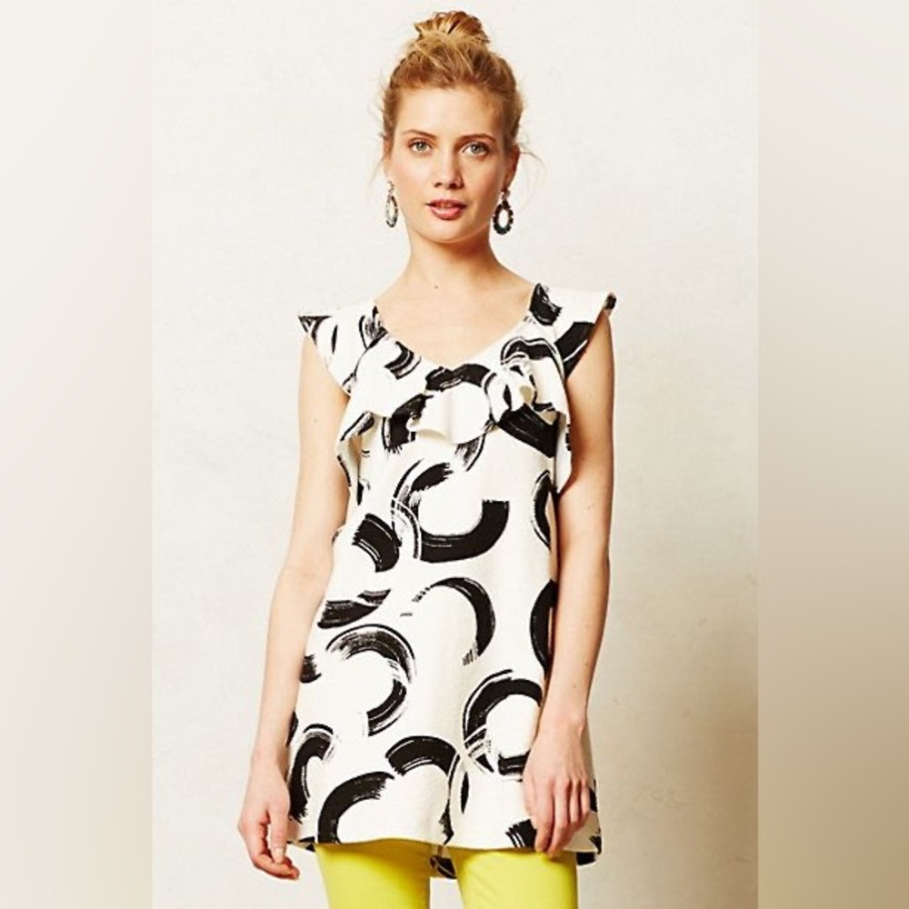 DELETTA by ANTHROPOLOGIE Pincelada Mini Dress in Black and White
